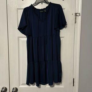 Navy baby doll dress, short sleeve